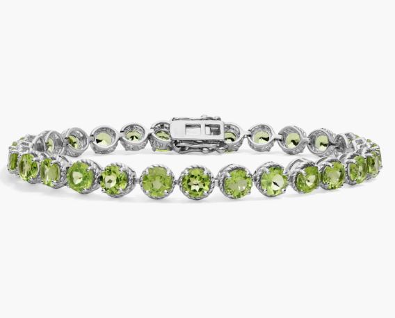 Peridot Round Rope Bracelet in Sterling Silver (5mm)